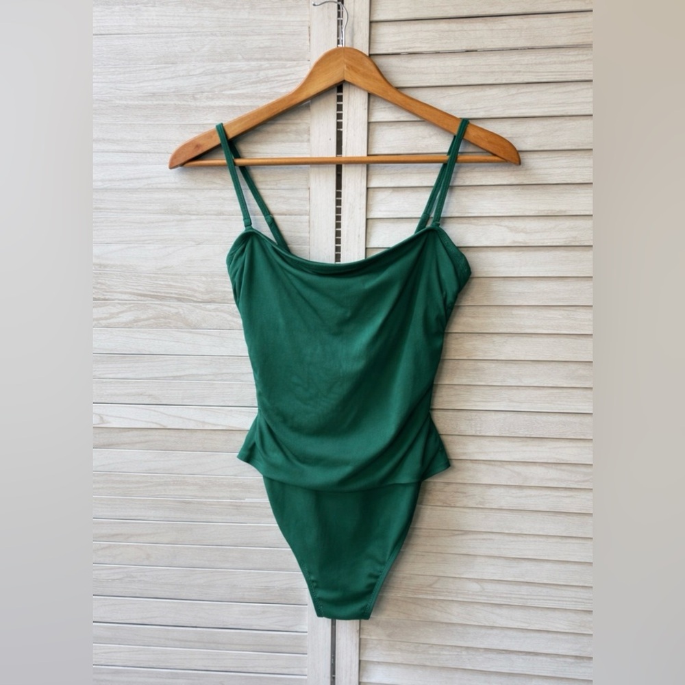 Shade & Shore Teal One Piece Swimsuit XL Ruched Adjustable Straps Flattering Fit